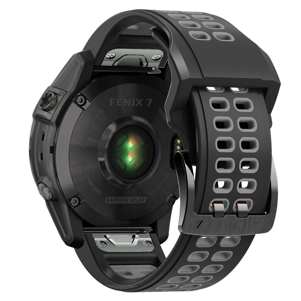 Garmin Fenix 7X Solar Ersatz Silikon Armband Dual Color (Gelenkumfang: 180-220mm) - Schwarz / Grau