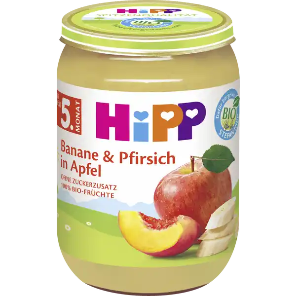 Bio Früchte Banane & Pfirsich in Apfel nach dem 5. Monat