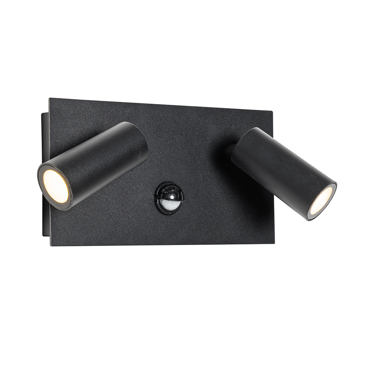 QAZQA Buiten wandlamp zwart incl. LED 2-lichts bewegingssensor- Simon