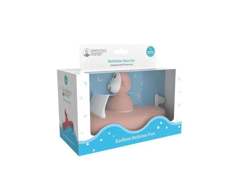 Matchstick Monkey Bathtime Playset Dusty Pink