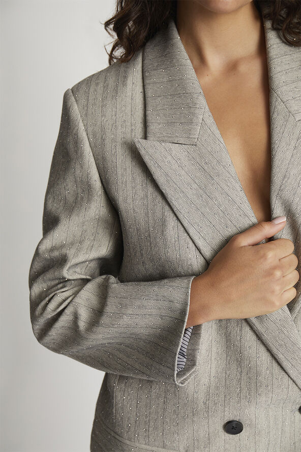 MUNTHE SAIMAI Sparkly Pinstriped Blazer Grey