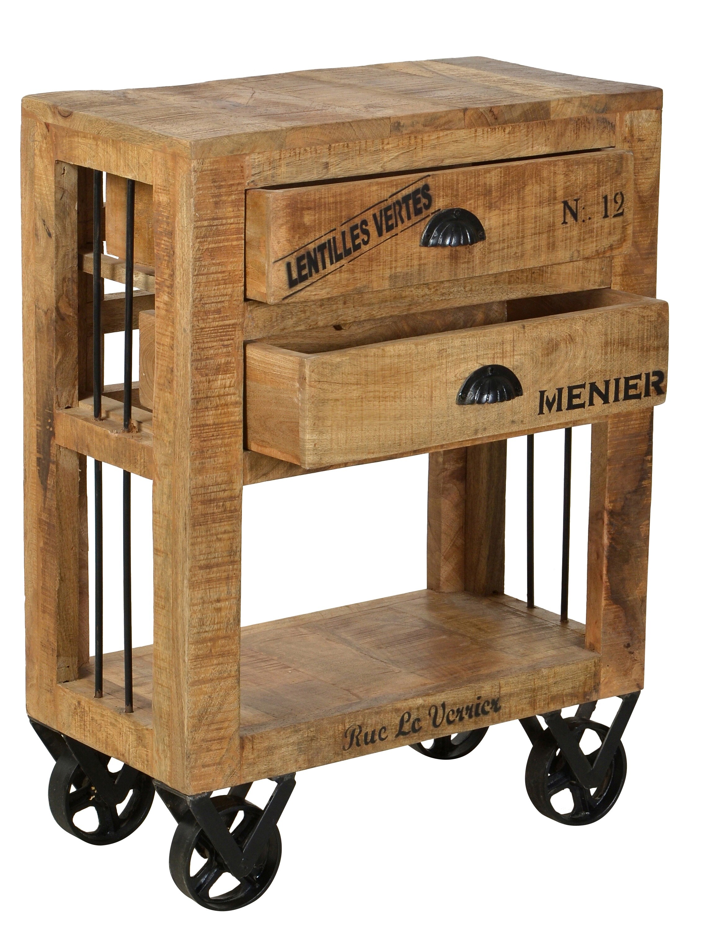 Kommode Mangoholz natur Schubladenschrank Sideboard Wohnzimmer Schrank