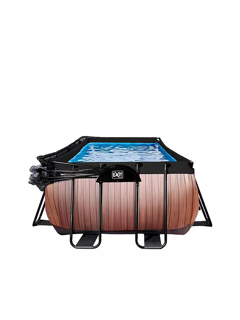 EXIT TOYS Rahmenpool Wood 540x250x100cm mit Sandfilterpumpe und Abdeckung - braun keine Farbe