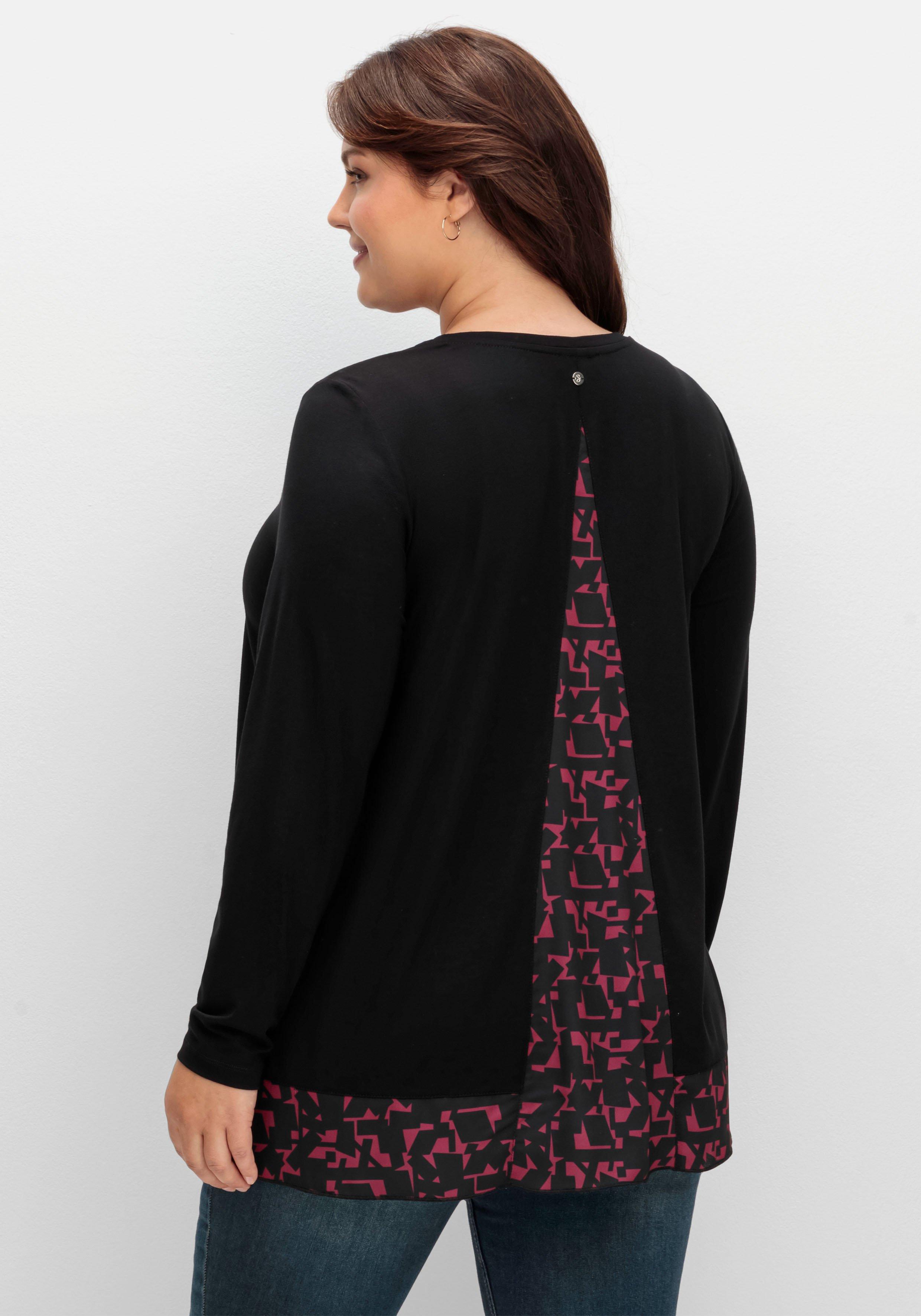 Longshirt in Lagenoptik, mit Grafikprint-Einsatz