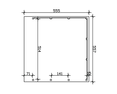 SKAN HOLZ Friesland dubbele carport inclusief zij- en achterwand, 557x555 cm, notenhout