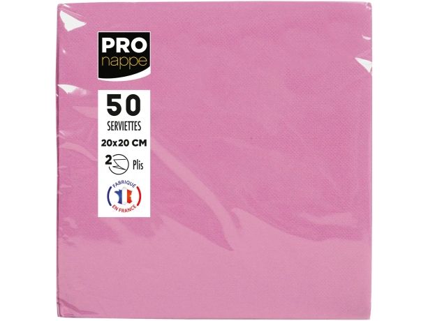 PRO nappe Papierservietten Rosa 20 cm x 20 cm, 50 Stück Packung mit 50 Cocktail-Servietten