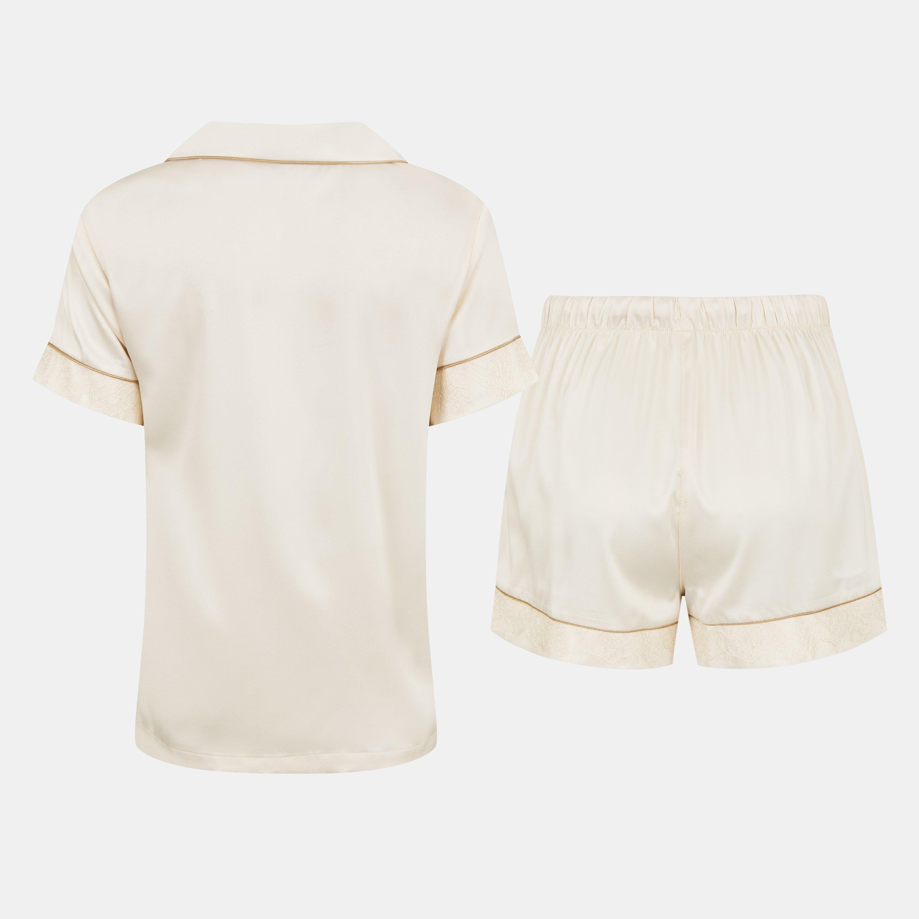 Chelsea Peers Satin Lace Short Sleeve Pyjama Set