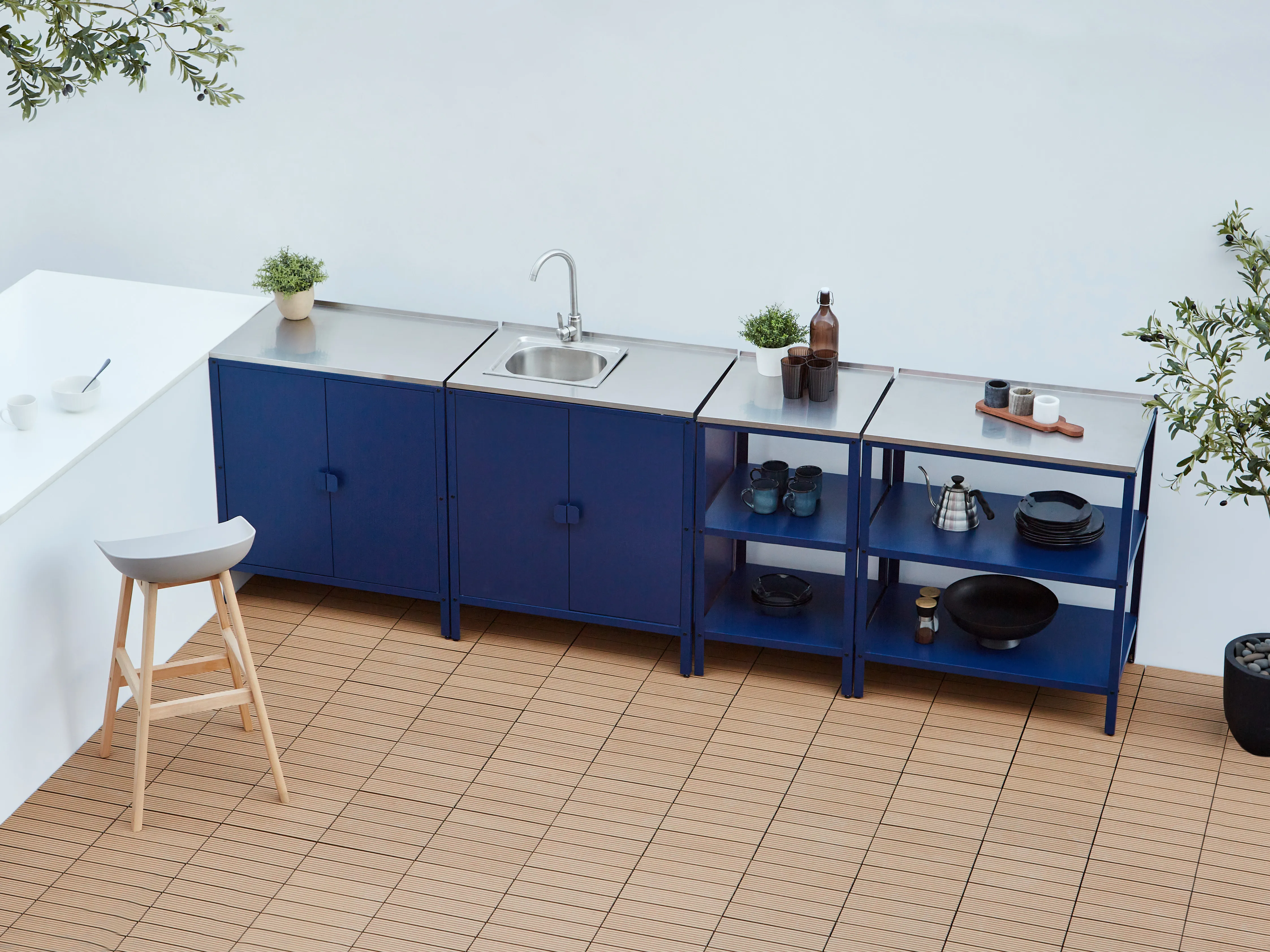 Tuin keukenset 4-delig met spoelbak VILAMA Metaal Blauw