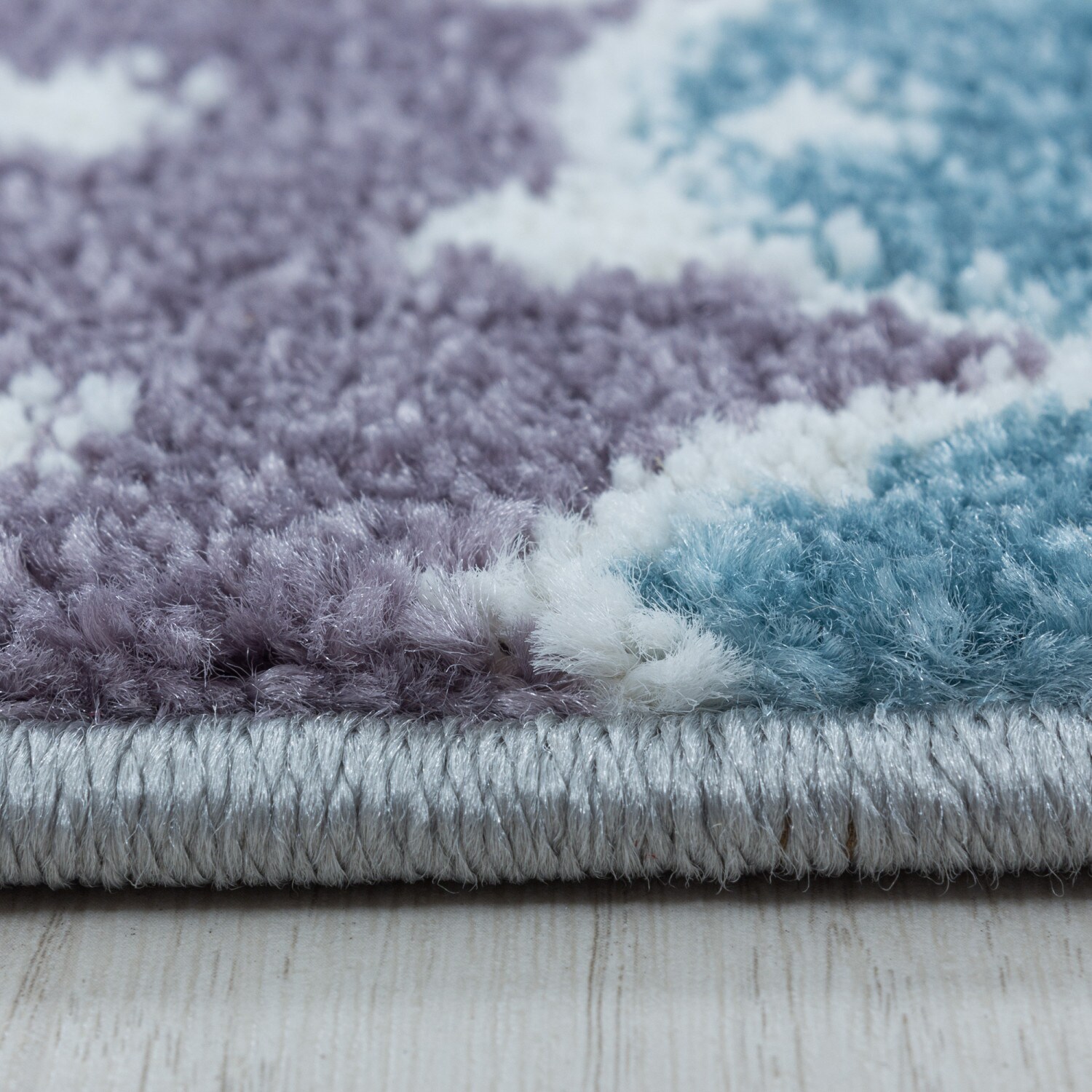 Kinderteppiche 10 mm Kurzflor Teppich mit Bunte Wolken, Stern Motiv