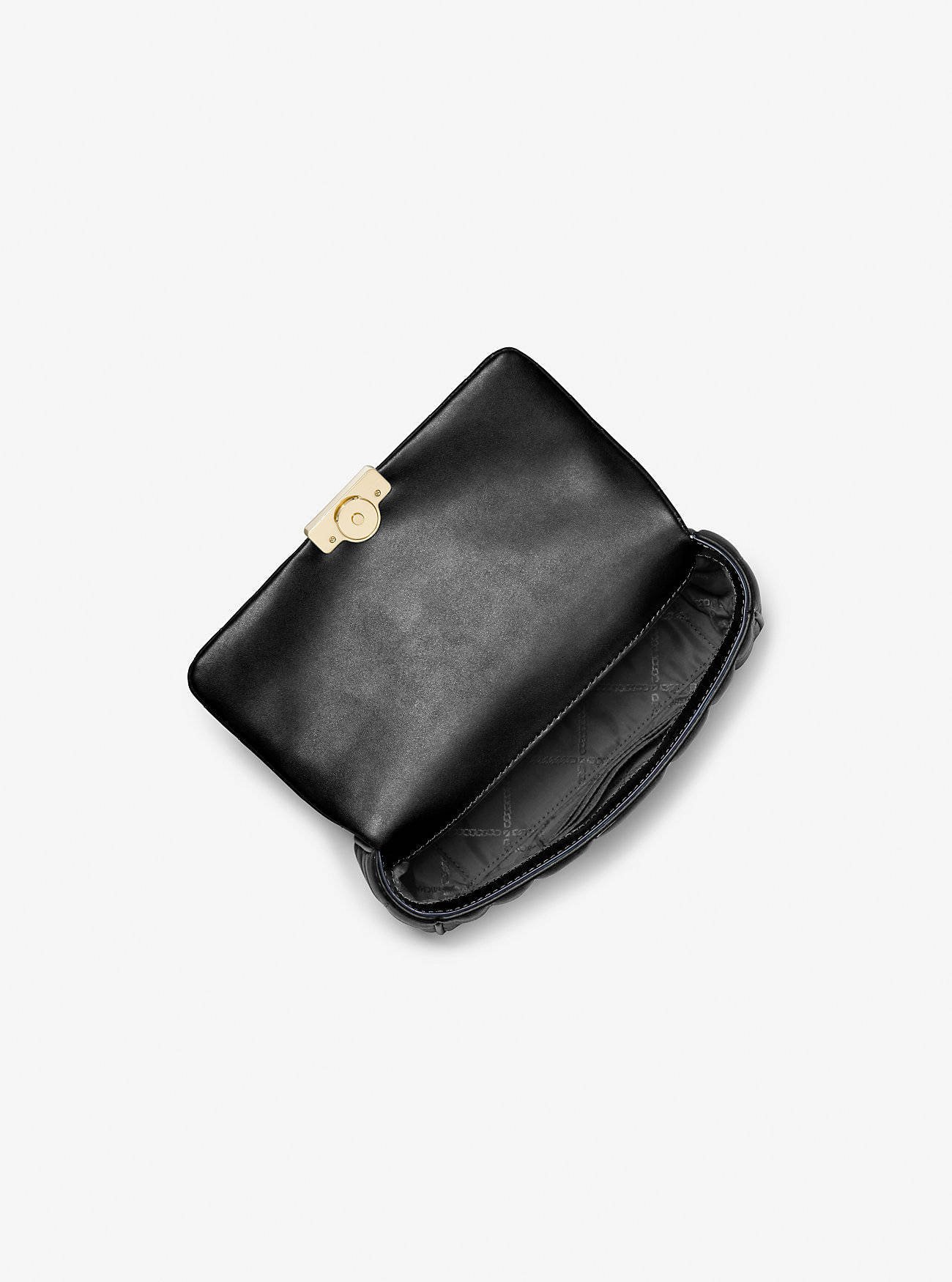 Michael Kors leren doorgestikte crossbody tas Tribeca zwart