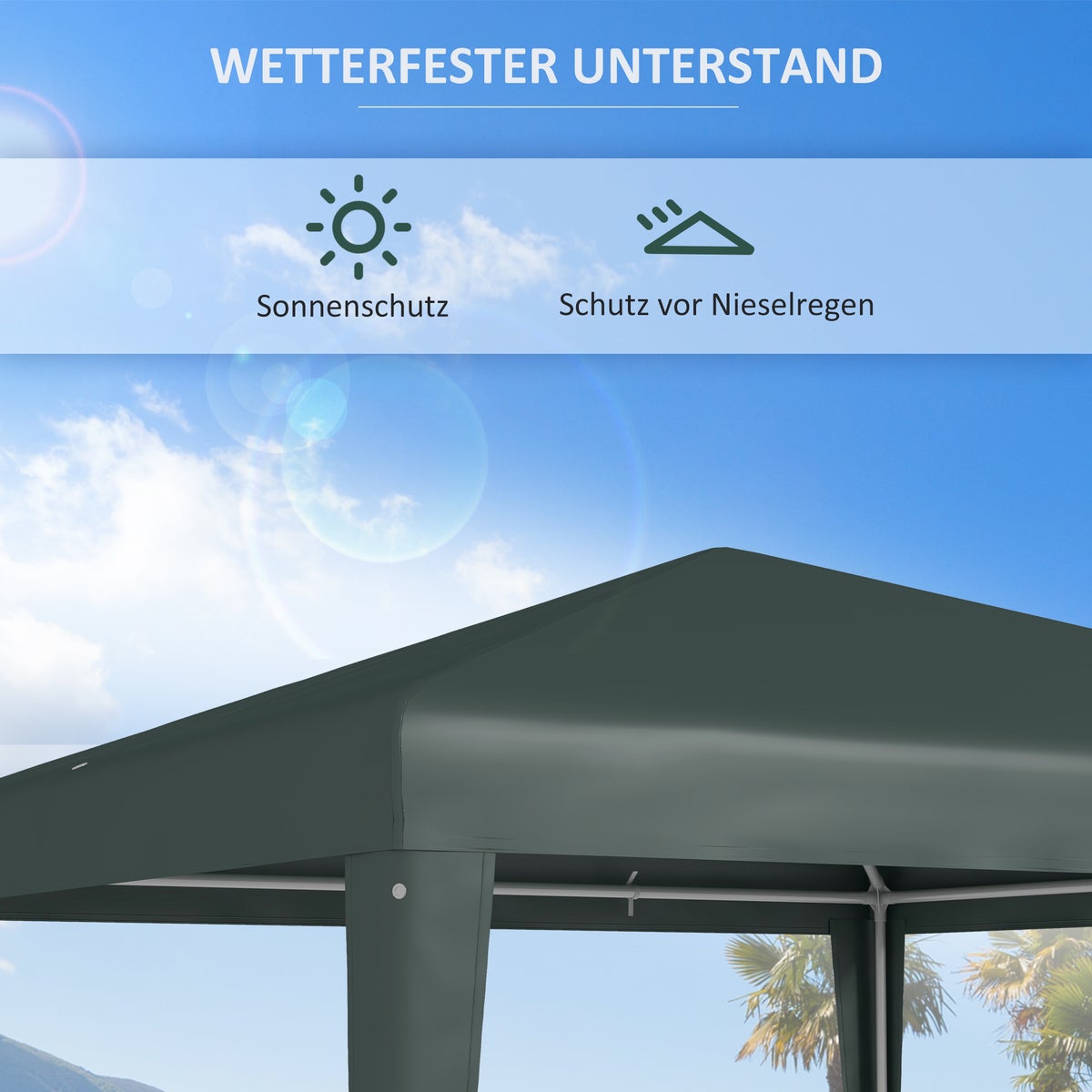 Outsunny barbecue paviljoen, 270L x 270B x 255H cm, staal, PE, groen