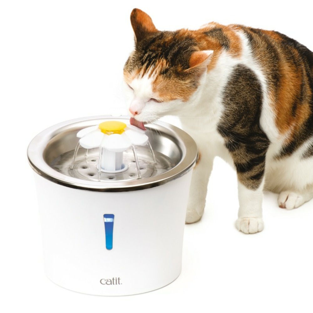 Cat it catit abreuvoir fontaine fleur acier inoxydable 3l leds 760 g, blanc