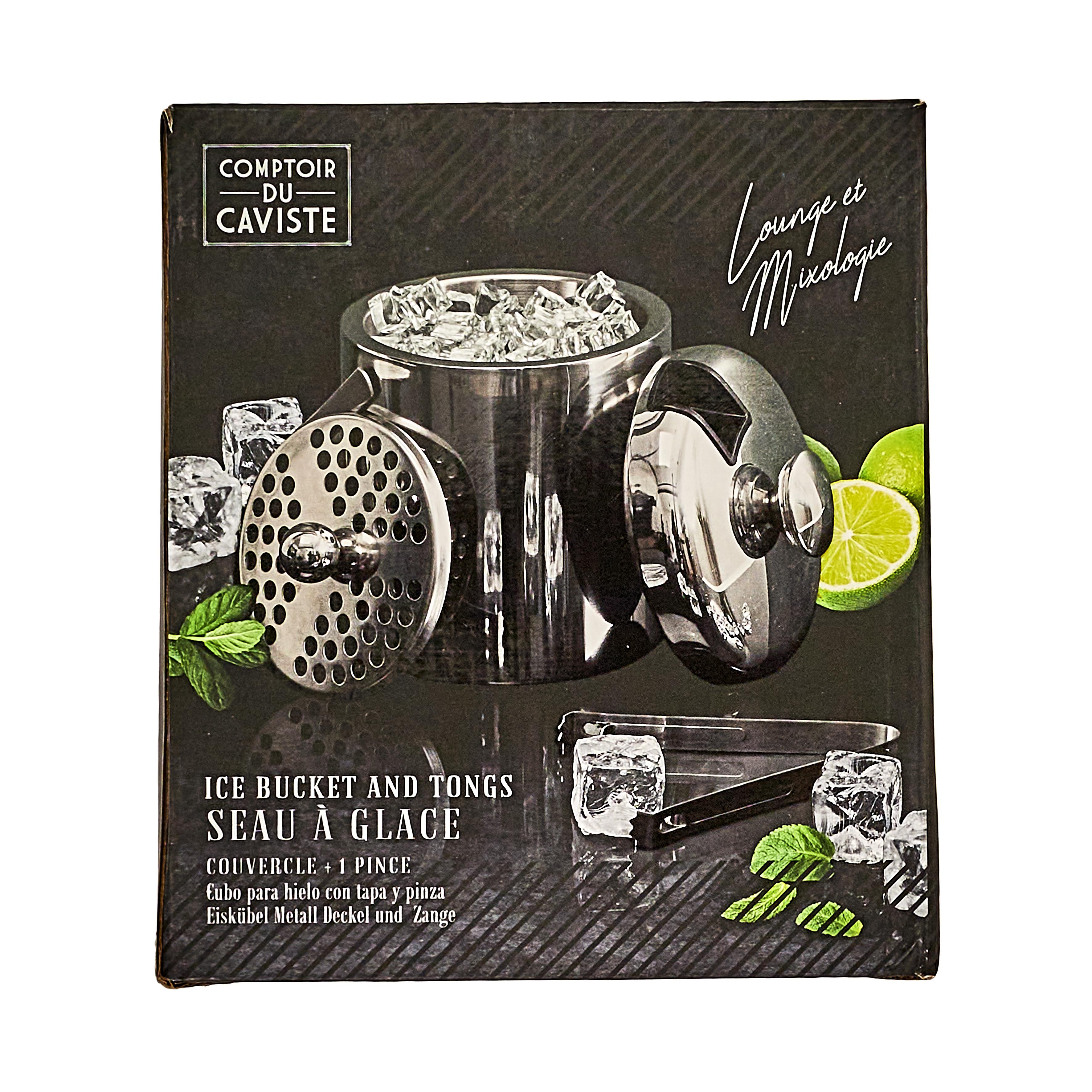 SEAU GLACE METAL COUVERCLE ET PINCE 1.3L