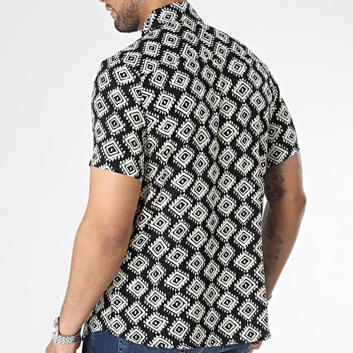 Chemise Manches Courtes Noir Beige