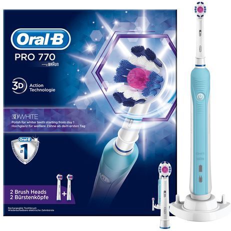 Oral-B - Pro 1 770 - Elektrische Tandenborstel - Wit - Inclusief 2 Tandenborstelkoppen