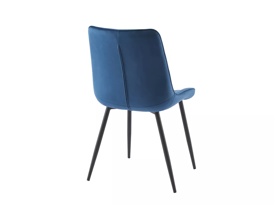 Lot de 6 chaises matelassées - Velours et métal noir - Bleu nuit - OLLUA