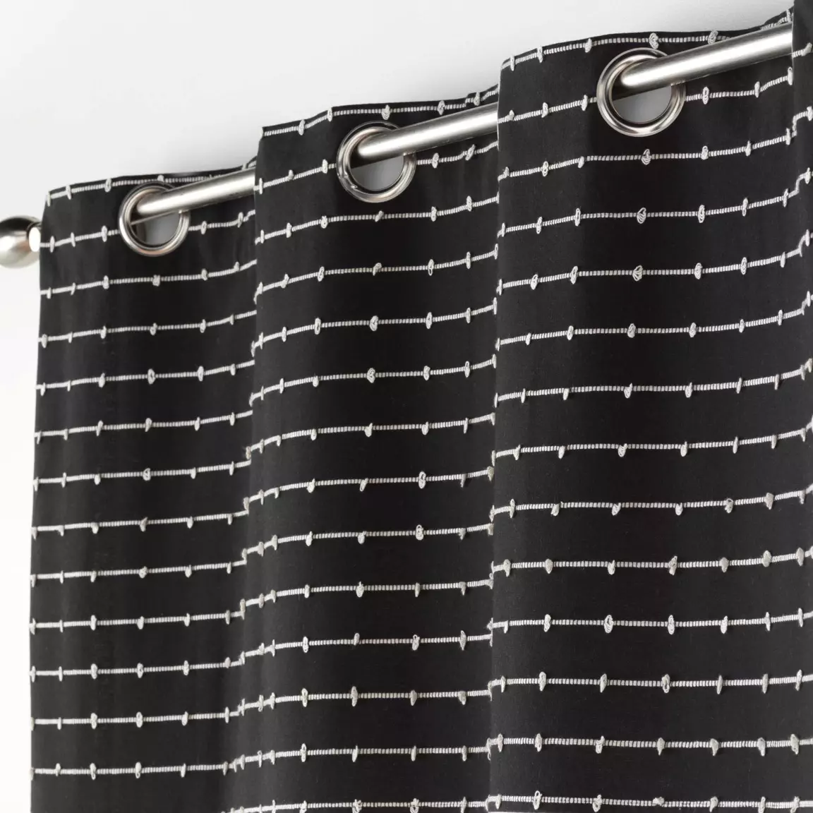 Rideau coton recyclé (140 x 240 cm) Linechic Noir