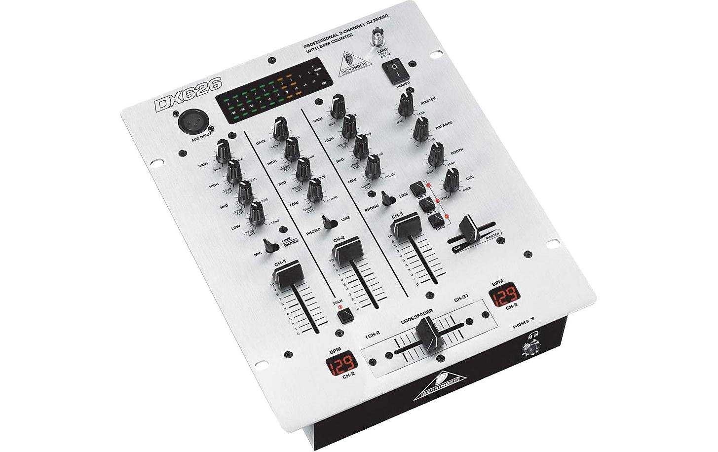 DJ-Mixer DX626<br>3-Kanal DJ-Mixer mit BPM-Zähler und VCA-Steuerung