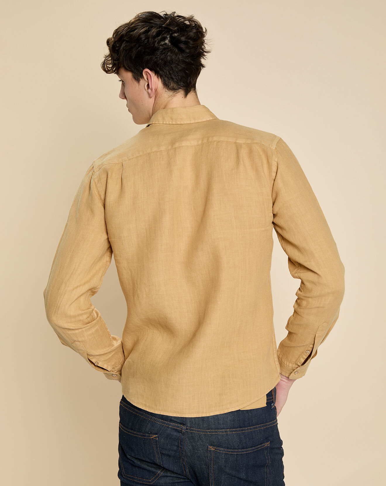 Harris Wilson Chemise slim 100% Lin Danny camel