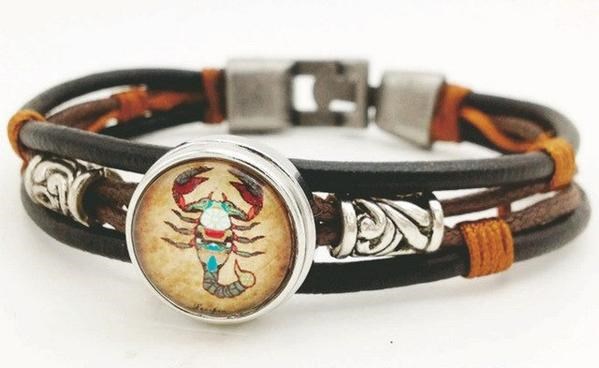 Bracelet zodiaque scorpion en cuir