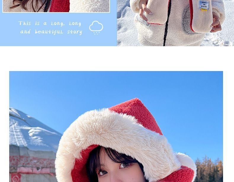 Dreamaway - Kerstmis fleece sjaal met capuchon en wanten