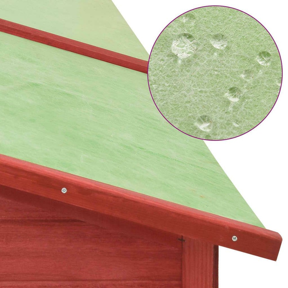 Clapier d'extérieur 250 x 192 x 105 cm avec piste rouge et blanc bois de sapin