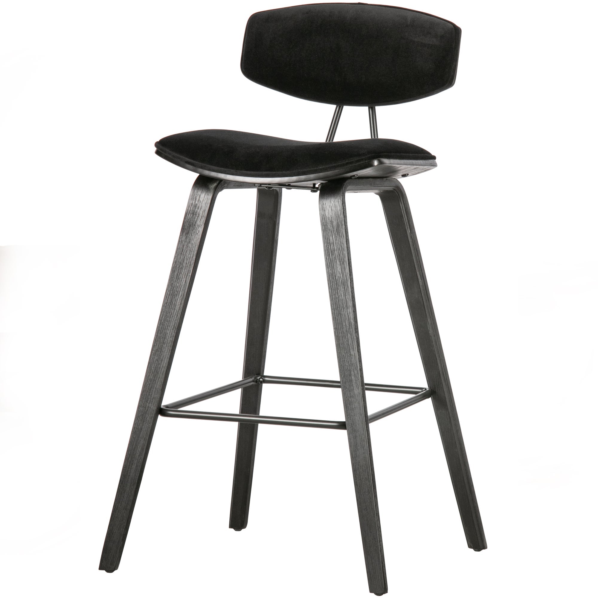 WOOOD Senn Barstoelen - Fluweel - Zwart - Set van 2