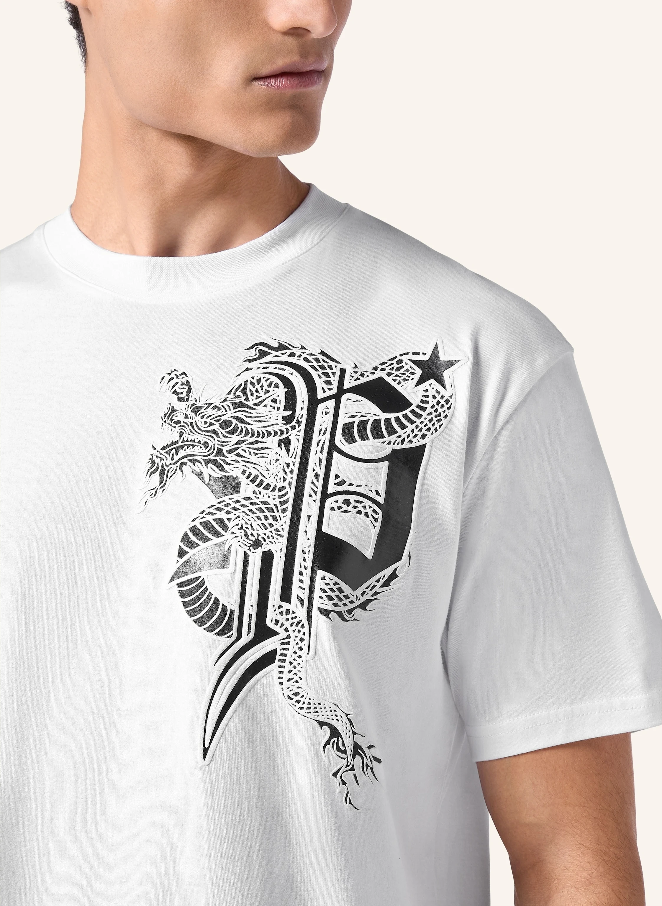 PHILIPP PLEIN T-Shirt mit Schmucksteinen DRAGON