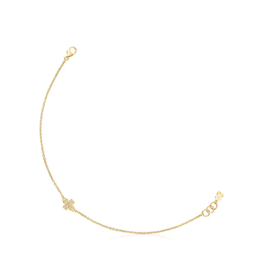 Pulseira TOUS Good Vibes Trevo de Ouro e Diamantes