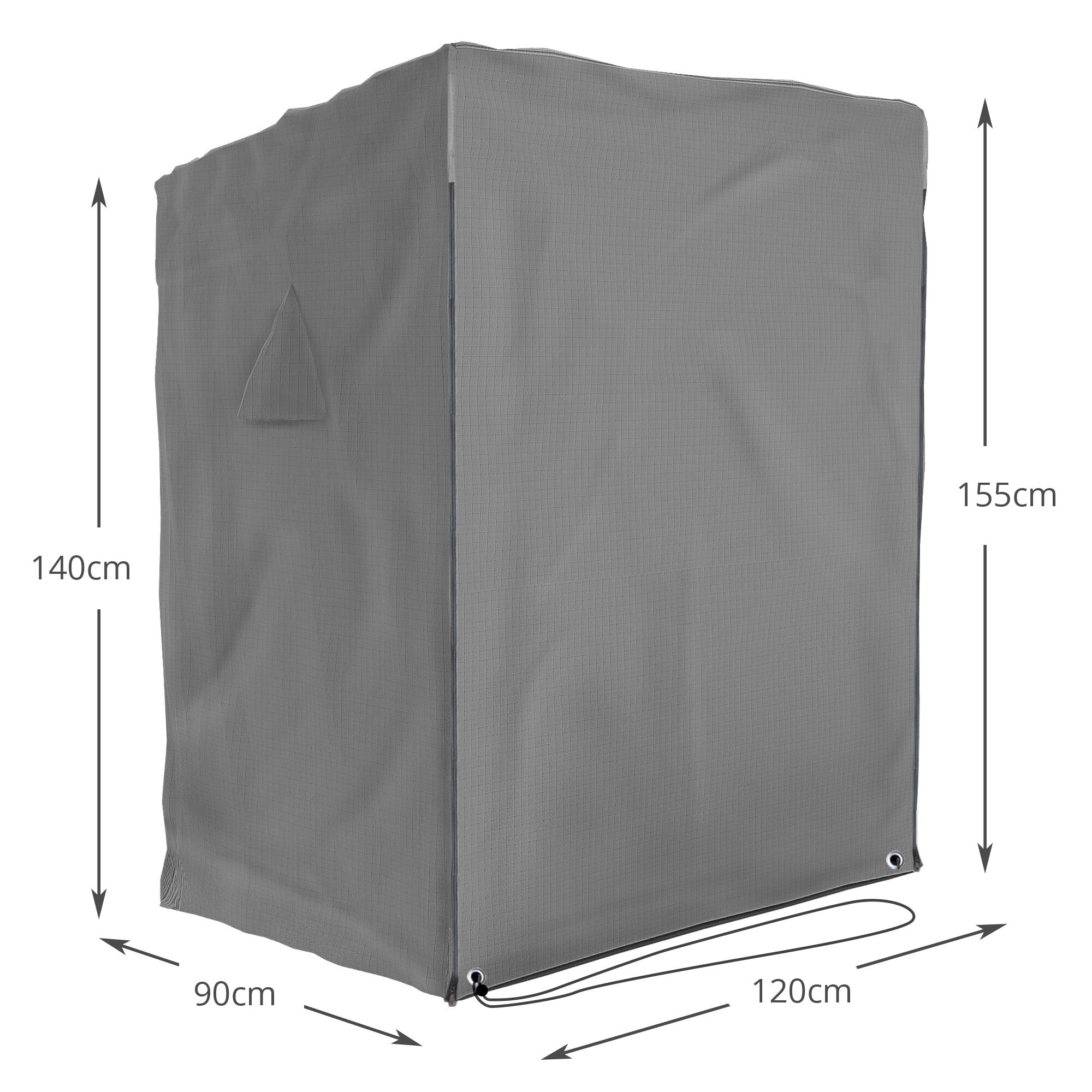 SANZARO Premium Strandkorb Abdeckung mit Ösen Strandkorbhülle | Grau 120 x 90 x 155 cm (BxTxH)
