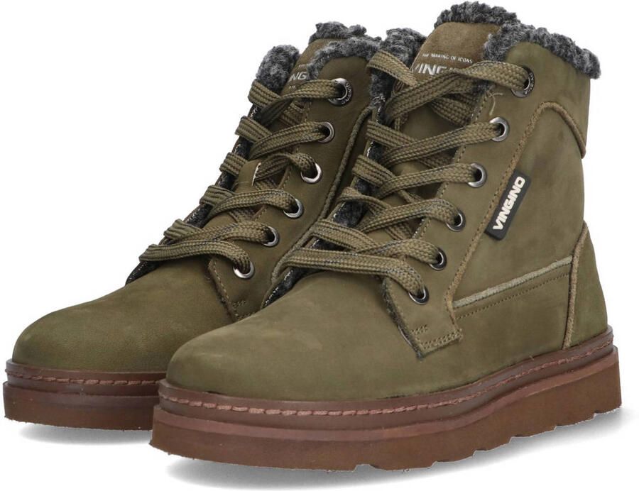 Vingino leren veterboots donkergroen