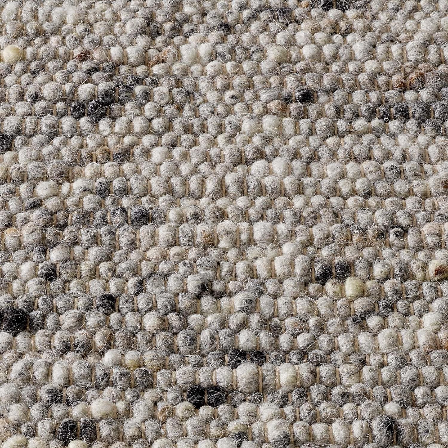 Taracarpet Gewalkter Wollteppich Lambrecht Handgewebt Wohnzimmer – Handwebteppich Schurwolle – Webteppich Wolle Natur für Schlafzimmer, Esszimmer, Küche Grau meliert 200 x 240 cm
