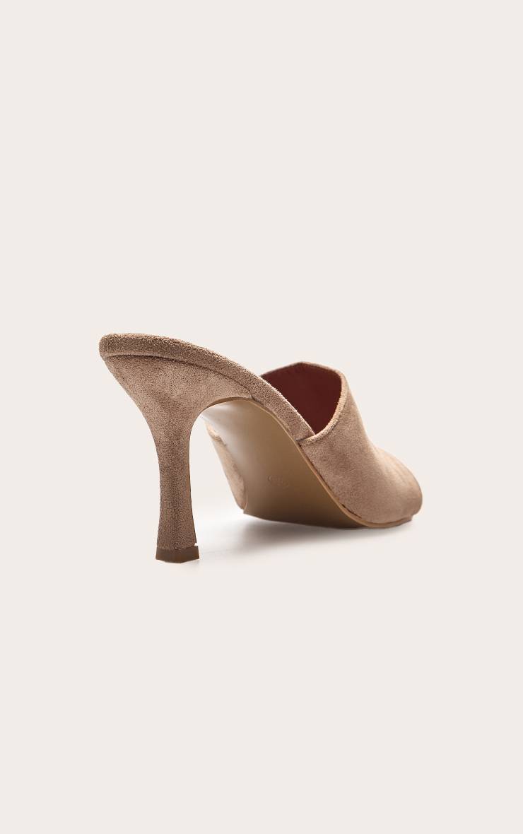 Nude Mules À Talons Bout Rond En Synthétique