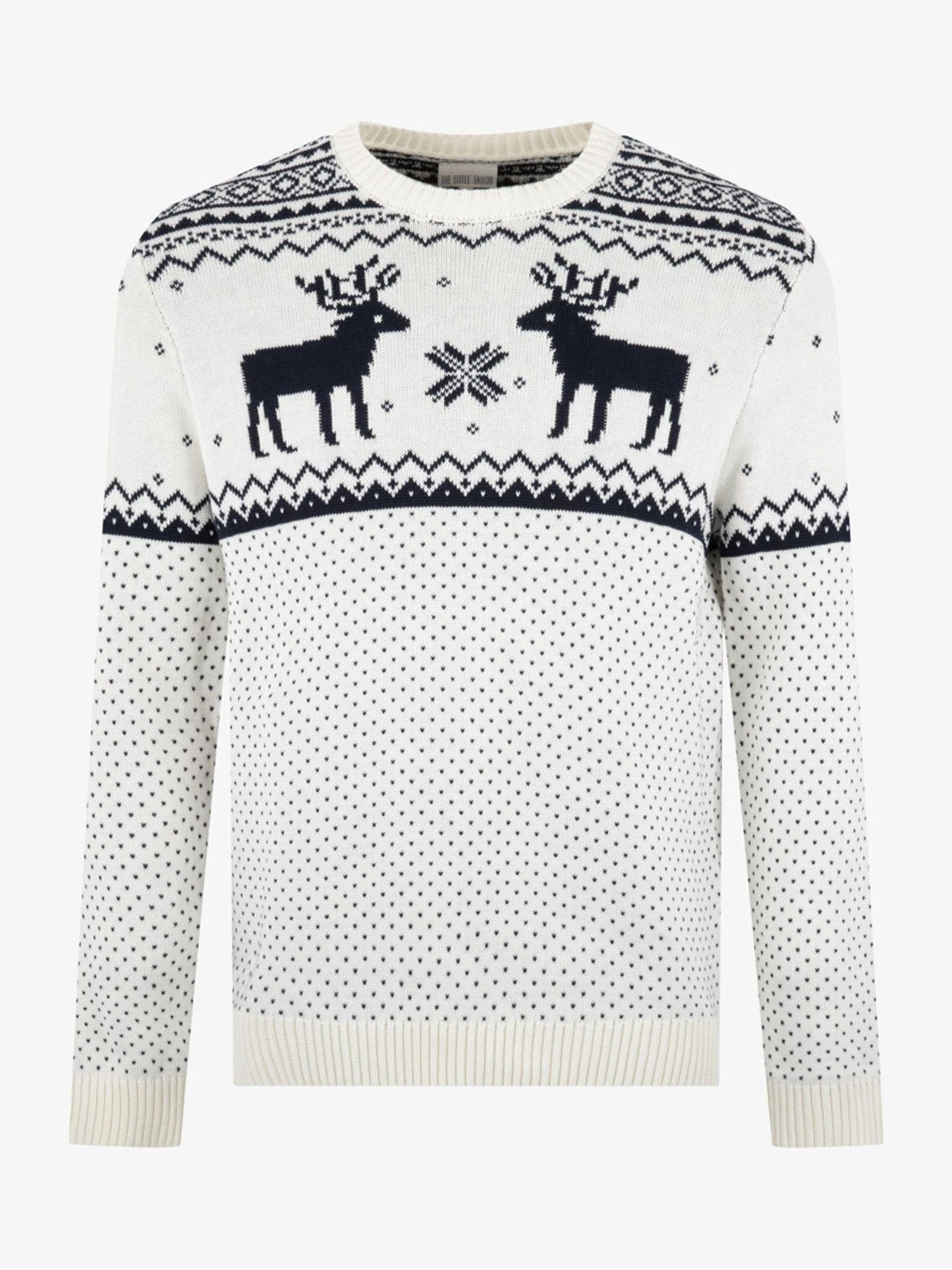 Crème - Kerstmis rendiertrui met Fairisle-patroon