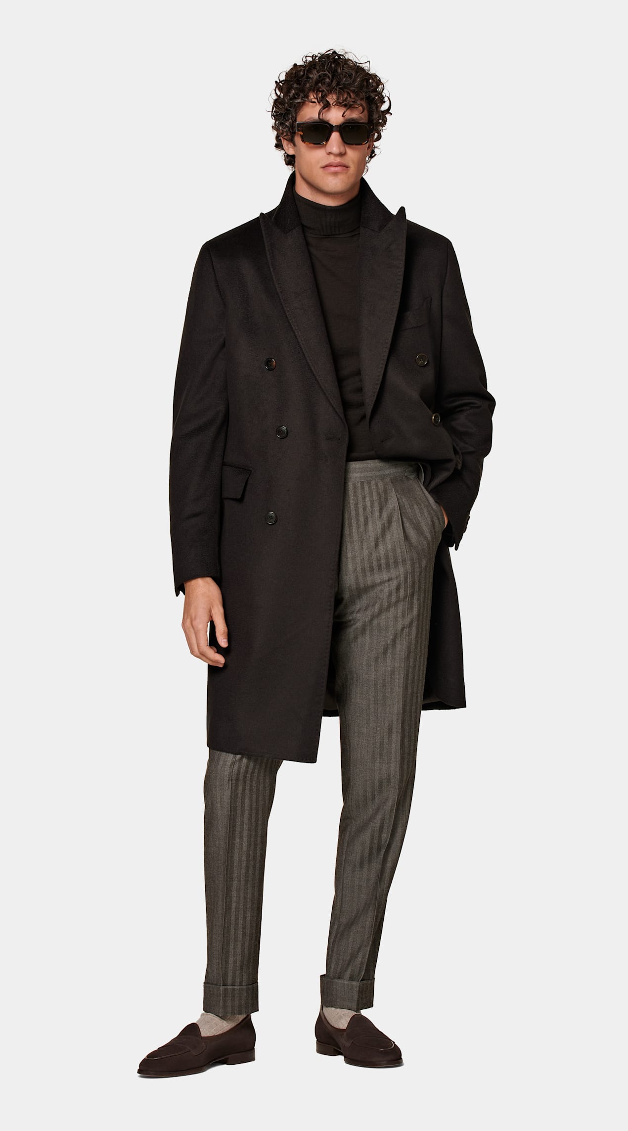 Manteau ceinturé marron foncé