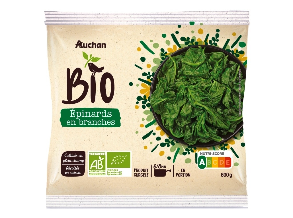 FOLHAS ESPINAFRES AUCHAN BIO PORÇÕES