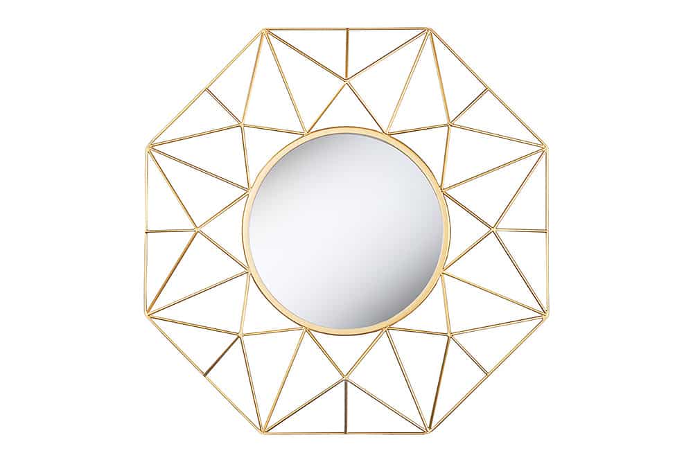 Handgearbeiteter Spiegel DIAMOND L 80cm gold aus Eisen im Retro Design