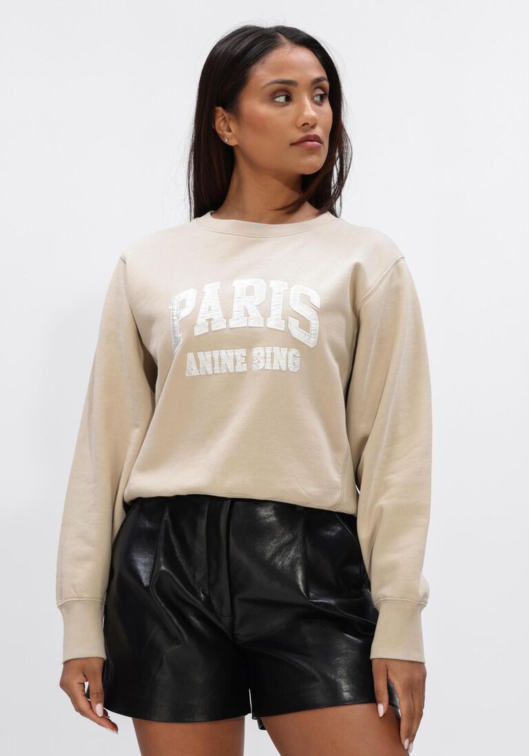 beige anine bing truien/vesten harry shrunken sweatshirt paris beige