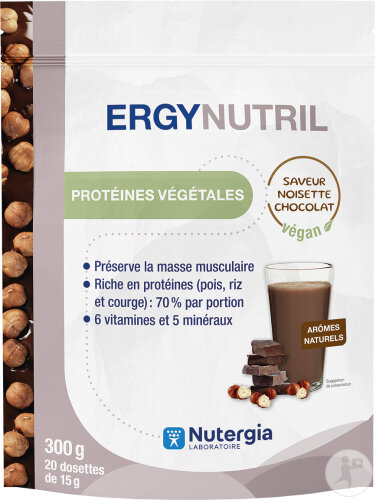 Nutergia Ergynutril Protéines Végétales Végan Noisette-Chocolat 300g