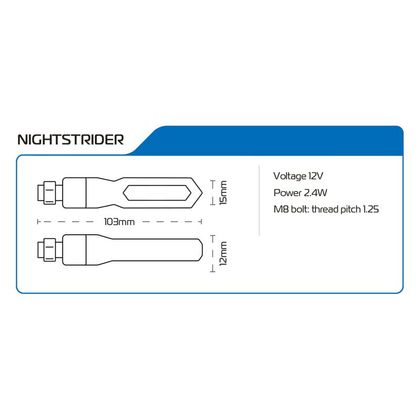 Clignotant Oxford NightStrider LED SEQUENTIELS (inclus 2 résistances) La paire Universel - Noir