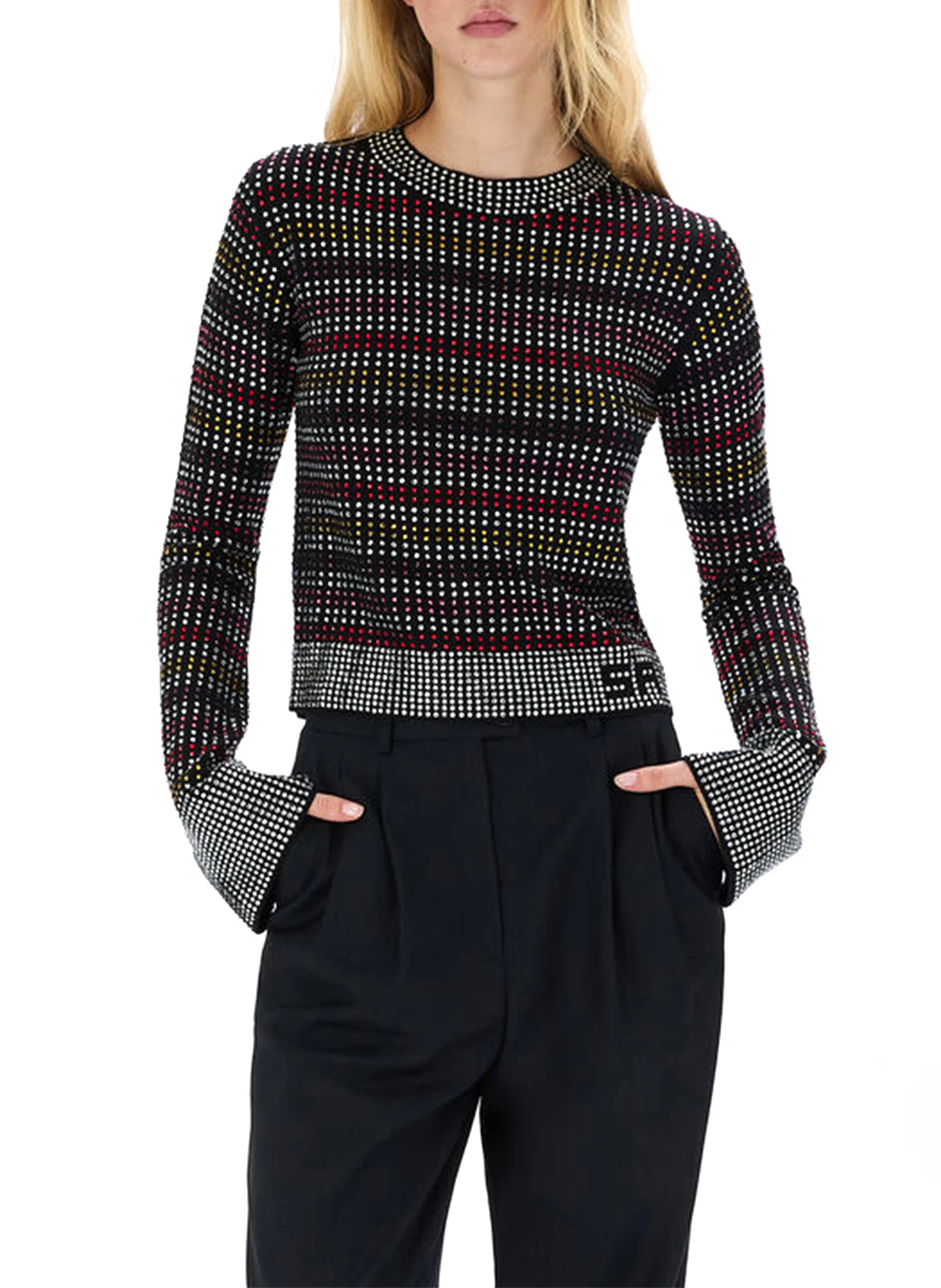 Pull col rond en laine mélangée | Multicolore