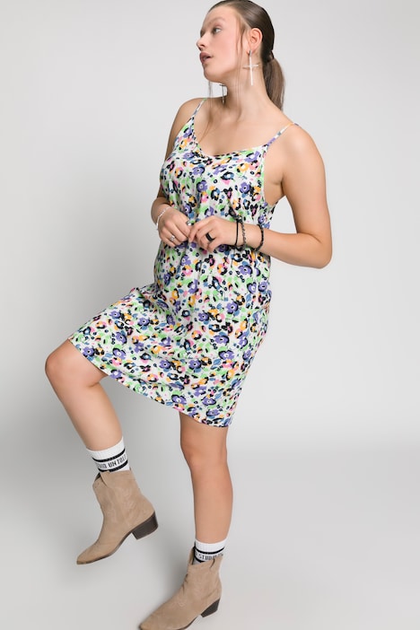 Slipdress, V-Ausschnitt, Spaghettiträger, Flower Print