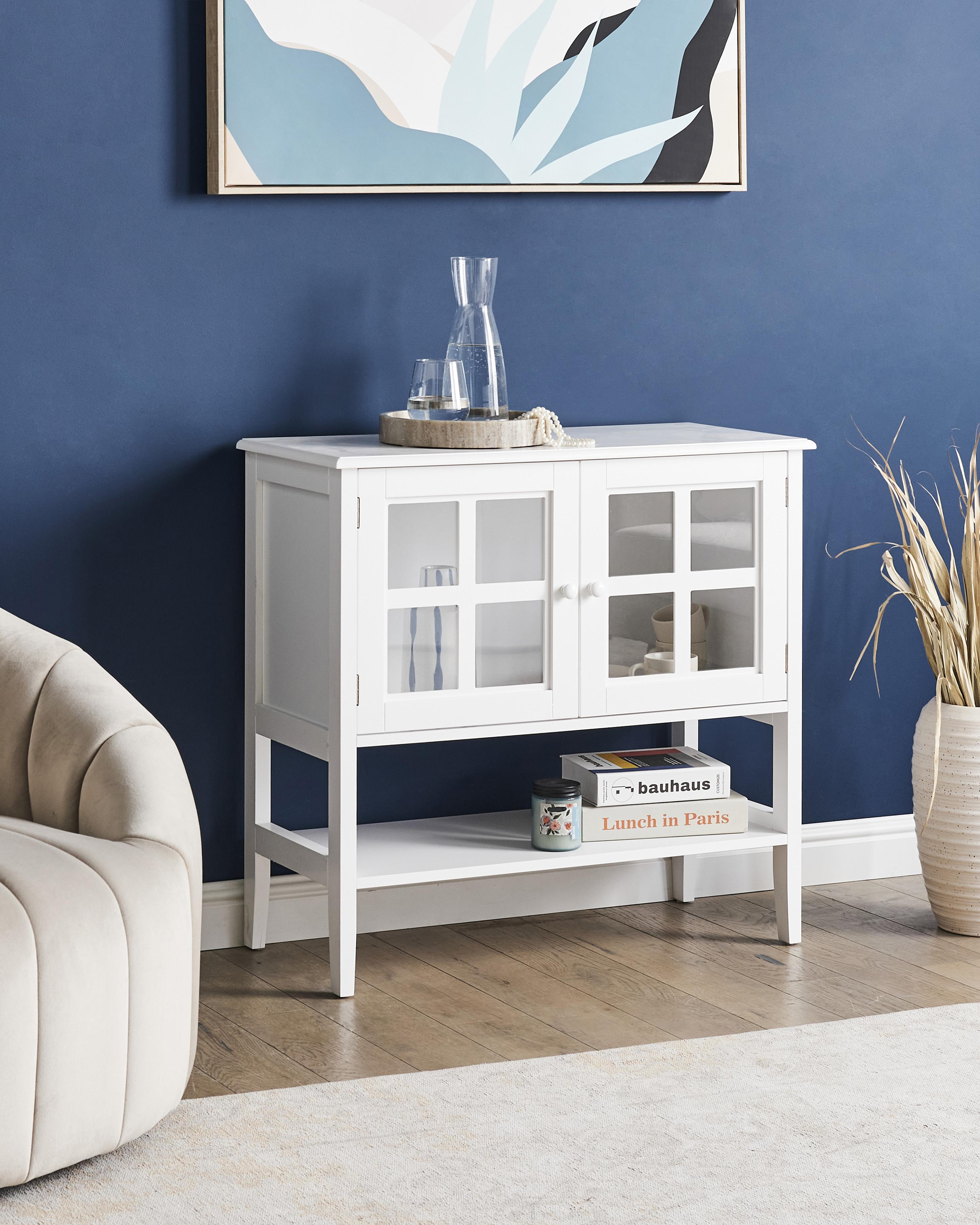 Dressoir met glazen deuren met plank INLET 80 cm Wit