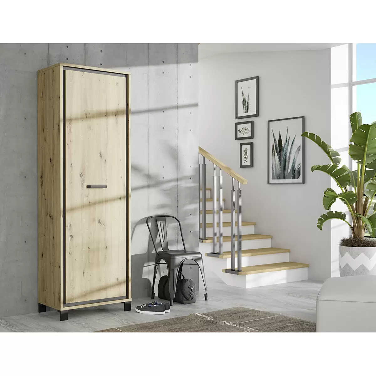 Garderobenschrank Trondheim Eiche,schwarz
