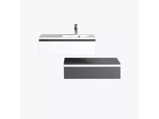 Ensemble de salle de bain 90 cm gris et blanc Aquamare