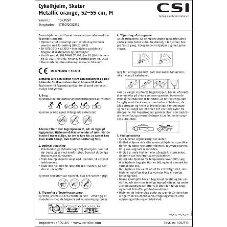 CSI skaterhjelm - Metallic orange