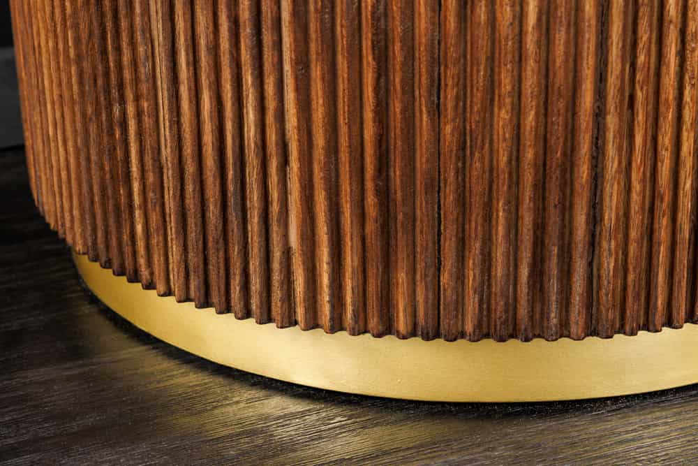 Design TV-Board GATSBY 170cm braun gold Mangoholz weiße Marmorplatte Lowboard