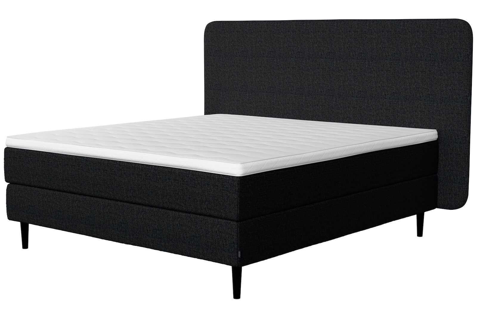 Onyx kontinentalseng 180x210 cm Tekstil 271 antrasitt, fast/ekstra fast, seamless, Sleep I overmadrass og Conic 18 cm sorte ben + støtteben
