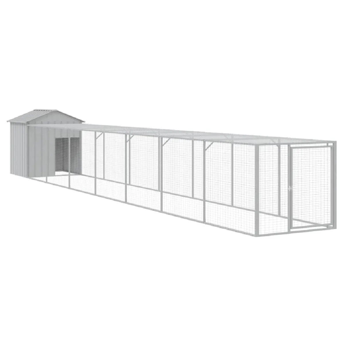 vidaXL Poulailler cour gris clair 117x813x123 cm