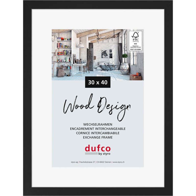 Dufco Bilderrahmen Toronto, 30 x 40 cm, schwarz